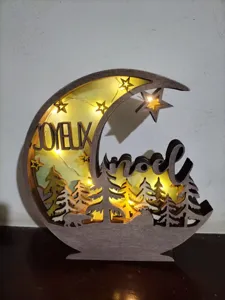 Ornement de lumière LED en bois d'arbre de lune de Noël décoration suspendue de bureau
