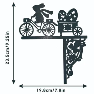 Easter wooden door corner decoration black rabbit bicycle eggs bracket 23.5x19.8cm home decor