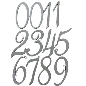 Silver mirror number stickers decorative digits DIY craft door numbers house address signs