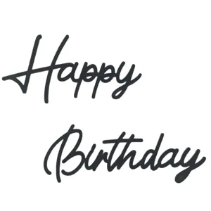 Joli Panneau Bois Noir Happy Birthday Lettres Cursives Decoration Murale Fete Anniversaire