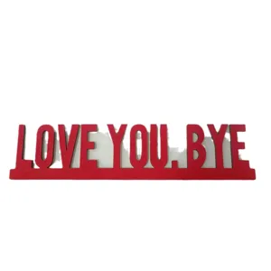 Pancarte de cadre de porte en bois rouge love you bye enseigne murale decorative