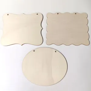 Placa Colgante de Madera Cortada con Láser DIY Rodaja de Madera Sin Terminar Manualidades para Decoración de Pared
