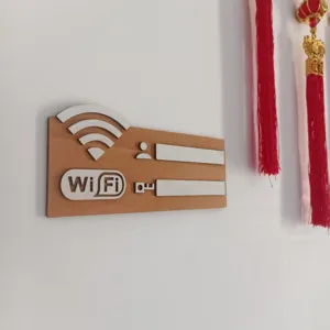 Holz WiFi Passwort Schild Wandbehang drahtlose Netzwerk Anzeige für Heimdekoration 1Stk