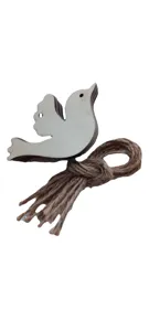 Ornement d'arbre de Noël en bois d'oiseau avec ficelle de jute pour décor de fête.