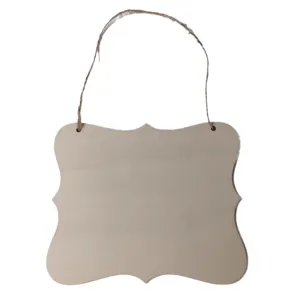 Letrero colgante de madera con cuerda de yute, ideal para pintura DIY y decoración del hogar.
