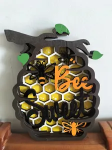 Hölzerne Bienen Wabe geschichtete geschnitzte Hängeornament kreative Heimdekoration Bienen Kunst