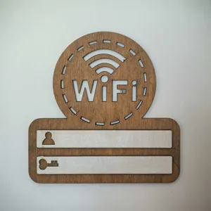 Hölzernes WLAN Passwort Schild Wandbehang drahtloses Netzwerk Dekorationsschild 1 Stk