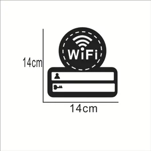 Holziges WiFi Passwort Schild Maßzeichnung 14x14cm Wandbehang Dekoration Detailansicht
