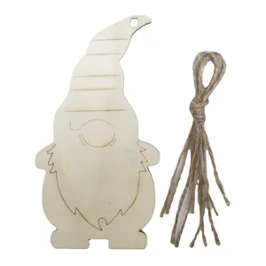 Wooden Christmas Gnome Pendant DIY Unfinished Wood Slice Holiday Hanging Ornament with Jute Twine