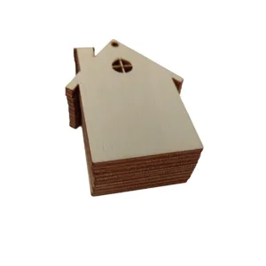 Wooden DIY house hanging ornament Christmas tree decor craft blank wooden slice decoration