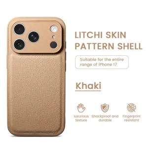 Καφέ θήκη κινητού με μοτίβο δέρματος litchi για iPhone, πολυτελής υφή προστατευτικό κάλυμμα.