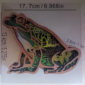3D wooden multi-layer glowing frog ornament, creative desktop decoration for indoor.