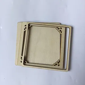 Detalle de marco de bordado de madera DIY, piezas de madera cortadas con láser para artesanía.