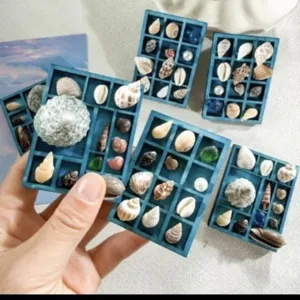 Miniature Wooden Trinket Shelf Multi Grid Display Stand Desktop Mineral Specimen Storage Organizer Home Decor Jewelry Rack