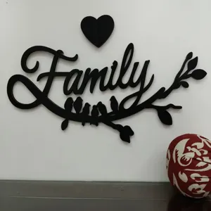 Wooden Family Wall Sign Hanging Decor With Bird And Branch Cutout Rustic Wood Art For Home Living Room Decoration