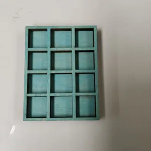 Miniature wooden trinket shelf 12-grid crystal mineral specimen display storage box decor