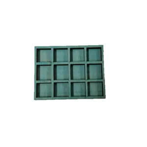 Miniature wooden trinket shelf 12-compartment blue display organizer for mineral specimen and decor