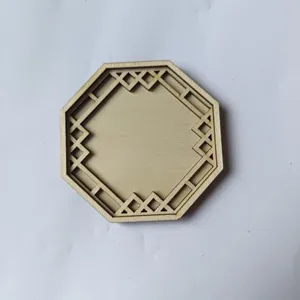 Marco de bordado hueco octogonal de madera accesorio de bricolaje con celosía tradicional.