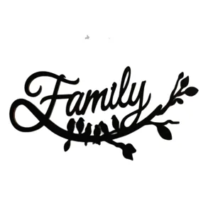 Wooden wall decor Family sign with branch birds silhouette for home room decoration