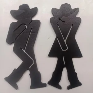 Wooden restroom door sign silhouette couple bathroom decorative wall hanging craft item