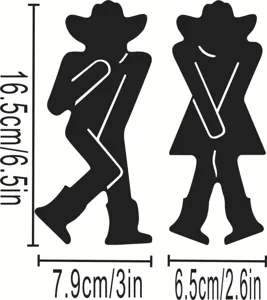 Wooden restroom door sign silhouettes, waterproof toilet sign decoration, 16.5cm height.