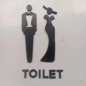 3D wooden toilet door sign men and women silhouette decorative plaque restroom wall decor
