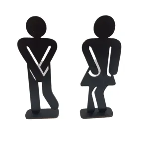 Wooden toilet door sign silhouette bathroom decor funny bathroom sign plaque wall art