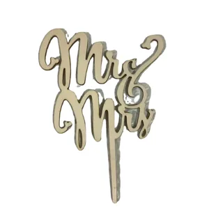 Wooden Mr and Mrs wedding cake topper rustic party dessert table decoration accessory