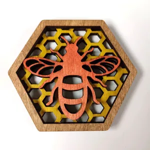 Hölzerne Bienen Wabe Untersetzer 3D Ausgehöhltes Design Natürlicher Buchsbaum Handwerk DIY Graffiti Tisch Ornament Wärmeisolierung Matte