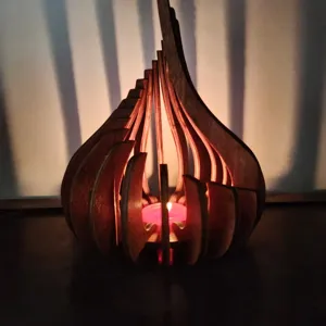 Wooden DIY Lotus Candle Holder Hollow Tealight Stand Modern Minimalist Home Decor Craft Gift