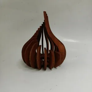 Wooden DIY holiday candle holder base creative lotus shape decoration tealights detail