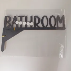 Support d'enseigne de salle de bain en bois décoration murale étagère typographie lettre