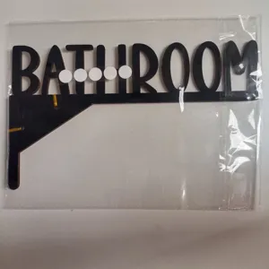 Plaque en bois noir BATHROOM angle droit étagère coin décor minimaliste maison mur