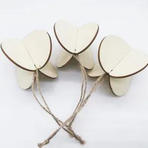 Laser Engraved Wooden Heart Splicing Pendant DIY Craft Hanging Ornament For Christmas Valentine Home Party Decor