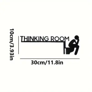 Vue détaillée du panneau de toilettes en bois Thinking Room avec dimensions et design.