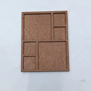 Holz Mini Schmuckregal Detail, mehrfächer Display Tablett für kleine Sammlerstücke Holz.