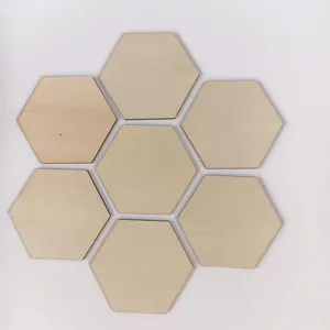 Lot de dessous de verre hexagonaux en bois brut DIY tranches pour la peinture decor principal