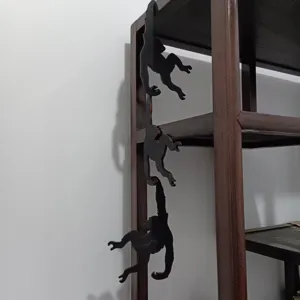 Ensemble de décoration murale singe suspendu en bois, silhouette d'animal créative pour étagère.