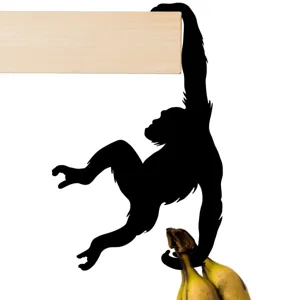 Silhouette de singe créative étagère en bois support suspendu vue de détail décorative maison.