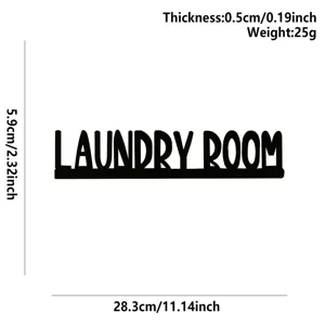 Panneau décoratif en bois avec lettres Laundry Room, décoration d'étagère avec dimensions.