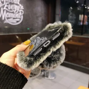 Cover telefono in morbido peluche di coniglio inverno caldo custodia carina iPhone