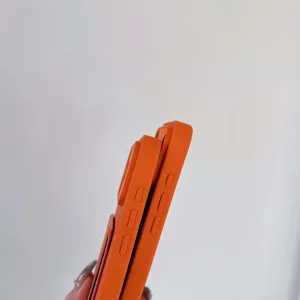 Orange litchi texture leather phone case with cardholder, drop-proof protective cover.