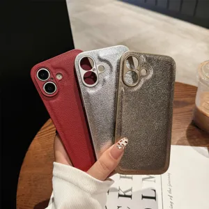 Vista detallada de fundas para teléfono texturizadas de lujo para iPhone 14 Pro Max.