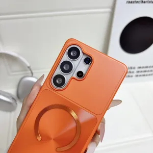 Orange magnetic phone case detail, showing precise camera cutout, sleek finish and durable PC.