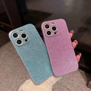 Glitter phone case for iPhone, dual layer shockproof protective cover with sparkling finish.