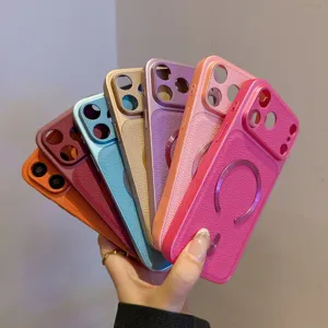 Custodia per Telefono Magnetica in Pelle per iPhone 16 15 14 Custodia Protettiva Anti-Caduta Grande Finestra