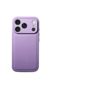 Purple leather texture phone case compatible with iPhone 17 Pro Max protective cover
