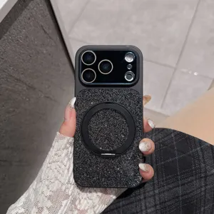 Compatible with Apple magnetic phone case glitter 360 rotating stand protective cover detail view
