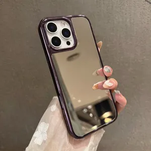Coque de téléphone plaquée miroir pour iPhone 16 Pro Max étui de protection électrolytique