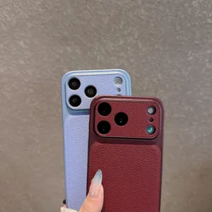 Two-in-one premium leather texture protective phone case with full camera protection.